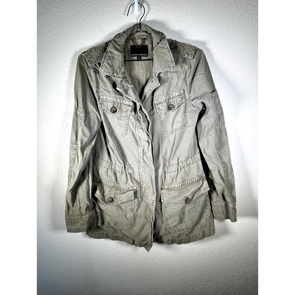 Army green quiet luxury utility jacket Banana Republic S - Picture 1 of 13